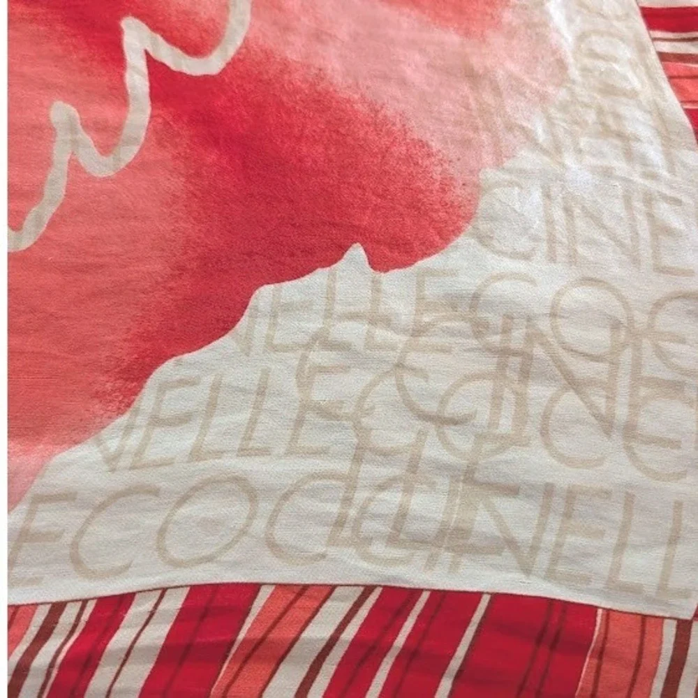 Coccinelle Silk Scarf Red‎ Poppy Floral Logo Print Made in Italy Square Scarf